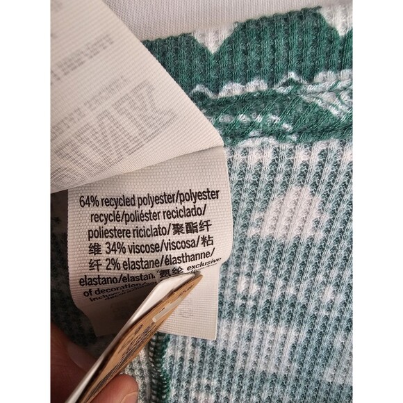 Victoria’s Secret PINK Thermal Pajama Jumpsuit Green Fair Isle Womens Size XS - Picture 4 of 4
